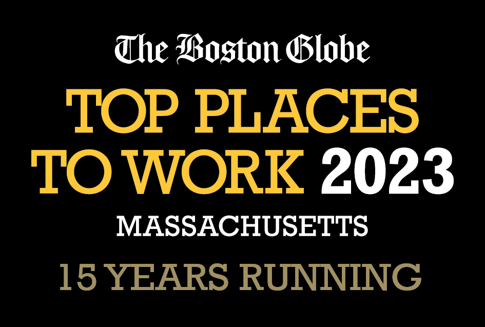 The Boston Globe  Top Places To Work award presented to Rockland Trust in Massachusetts for 15 years running.